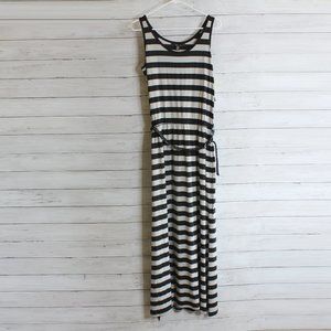 Fever Womens Casual Maxi Dress Plus Size XXL Black Gray Stripe Sleeveless